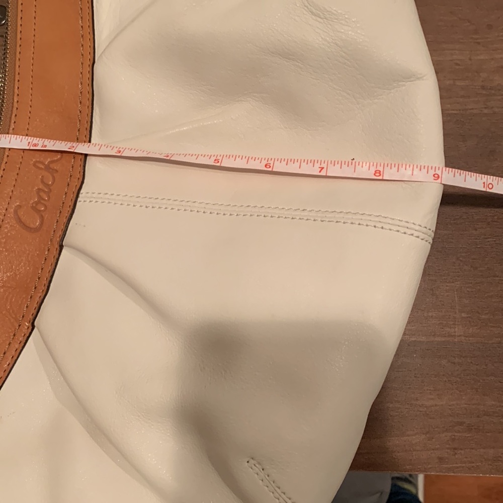 White and tan leather coach hobo purse - Picture 6 of 6